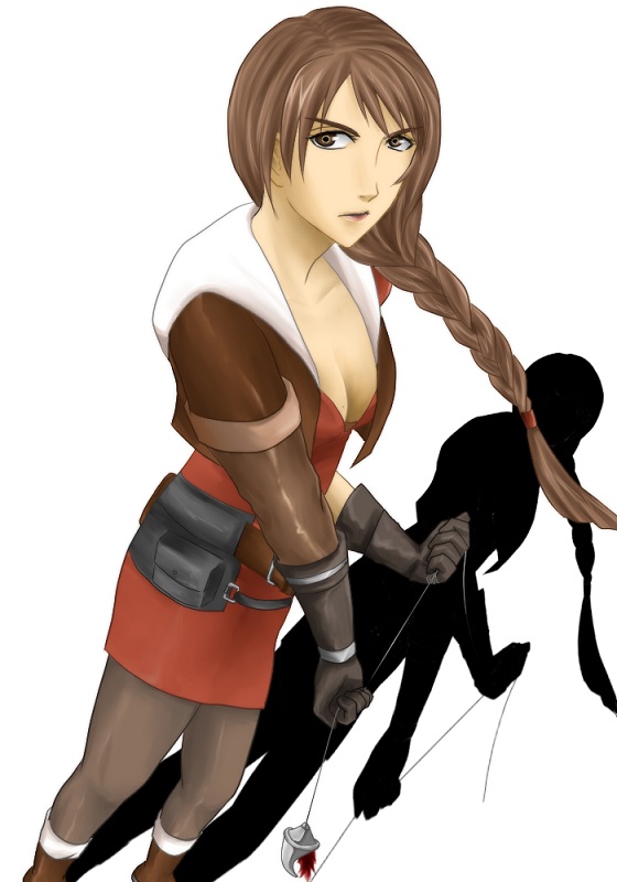 1girl, arc_the_lad, arc_the_lad_twilight_of_the_spirits, breasts, long_hair, pantyhose, paulette_(arc_the_lad), solo