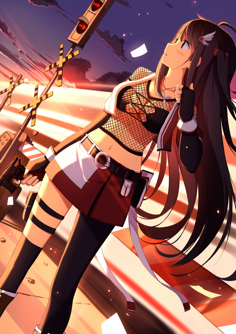 1girl, :o, ahoge, asymmetrical_legwear, belt, black_bra, blush, boots