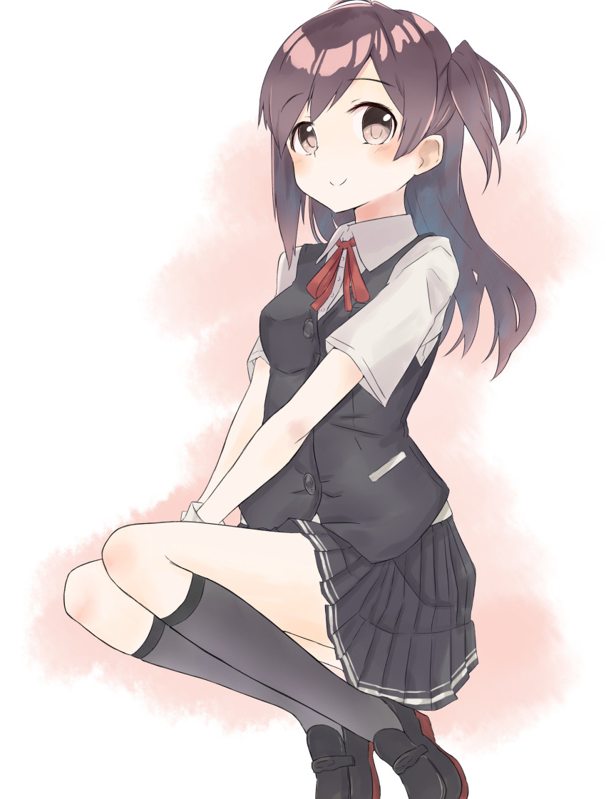 1girl, absurdres, hagikaze_(kantai_collection), highres, kantai_collection, long_hair, purple_hair, school_uniform