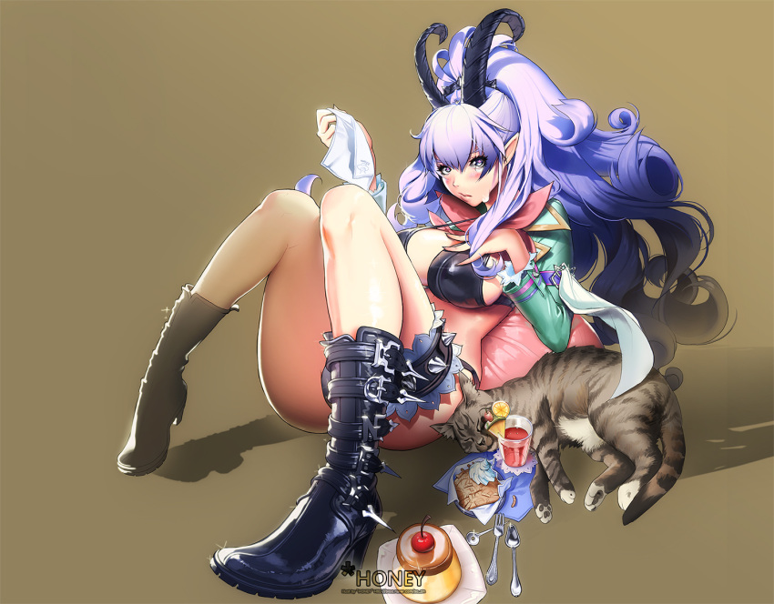 1girl, ass, bikini, black_bikini, blue_eyes, blue_hair, boots, breasts