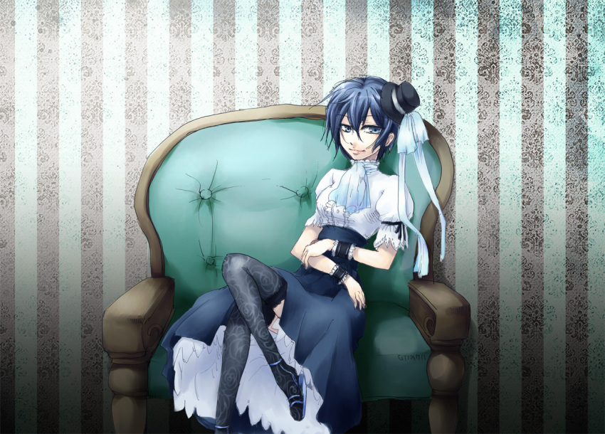 blue_hair, gothic_lolita, harald, hat, lolita_fashion, negi_hei, persona, persona_4
