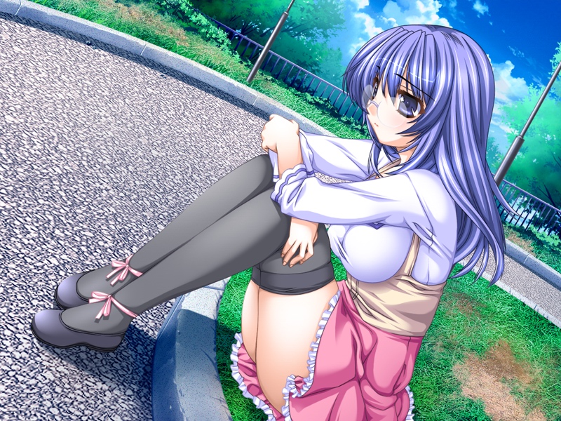 breasts, doki_doki_oyako_lesson, gray_thighhighs, large_breasts, long_hair, thigh_highs