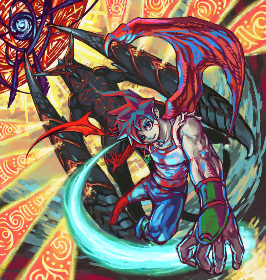 2boys, alternate_costume, breath_of_fire, breath_of_fire_iv, dragon, highres, multiple_boys, red_wings