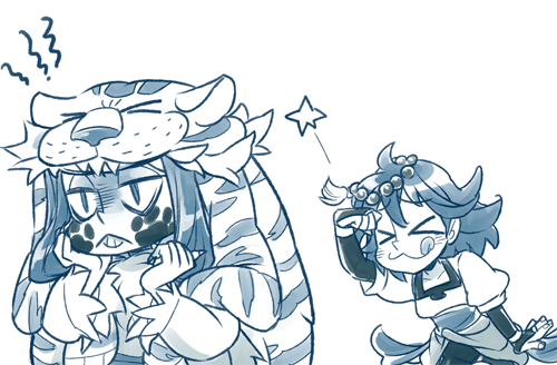 2girls, ajna_(indivisible), commentary_request, indivisible, lowres, monochrome, multiple_girls, razmi_(indivisible)