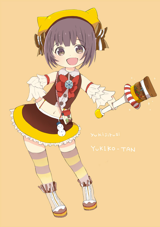 1girl, :d, animal_ears, brown_eyes, brown_hair, commentary_request, detached_sleeves, looking_at_viewer