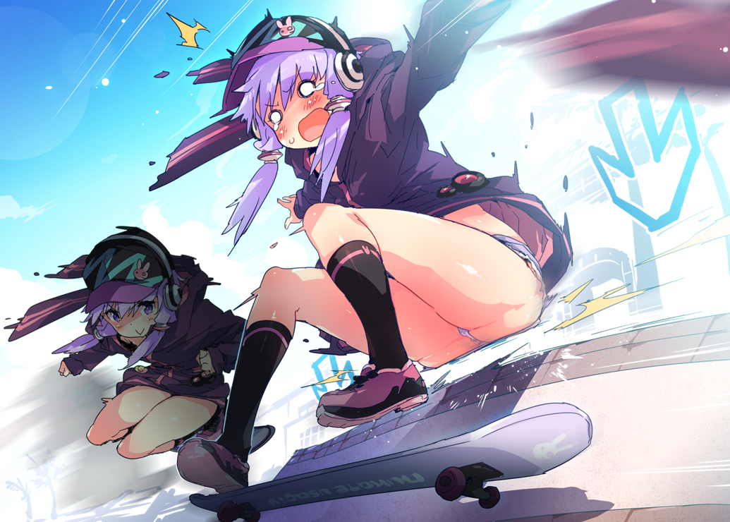 1girl, accident, animal_ears, blush, dress, falling, hair_ornament, hooded_jacket