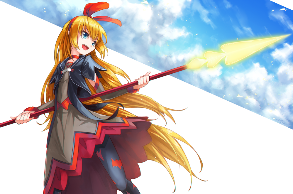 1girl, :d, bat, blonde_hair, blue_eyes, bow, choker, cropped_jacket