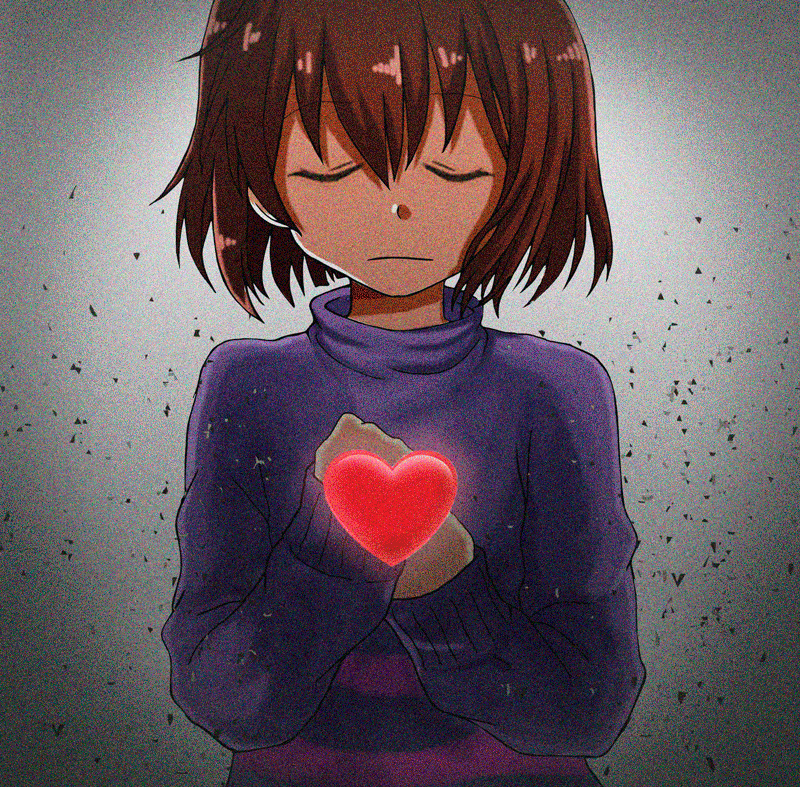 androgynous, animated, animated_gif, brown_hair, chara_(undertale), closed_eyes, dark_persona, frisk_(undertale)