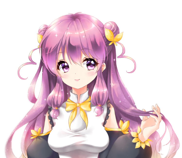 1girl, bangs, blush, bow, chinese_clothes, closed_mouth, detached_sleeves, double_bun