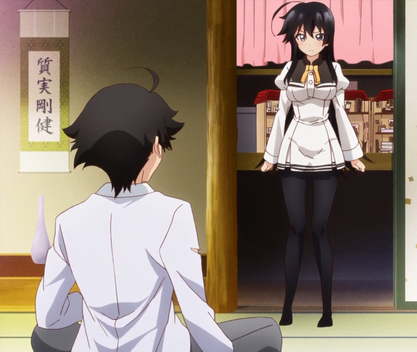 1boy, 1girl, black_eyes, black_hair, jinryou_karen, kagurazaka_kimito, long_hair, ore_ga_ojou-sama_gakkou_ni_"shomin_sample"_toshite_rachirareta_ken