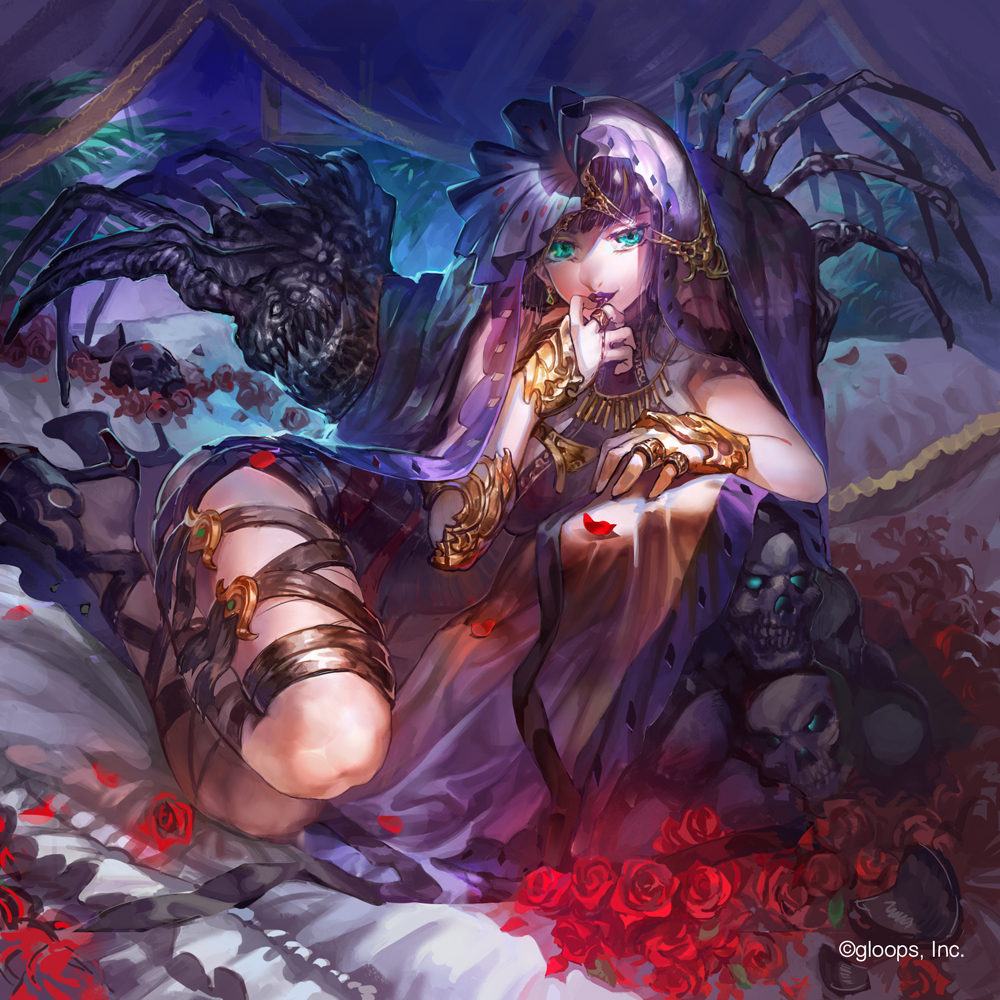 1girl, aqua_eyes, bangs, blunt_bangs, bone_wings, bound, bound_legs, broken