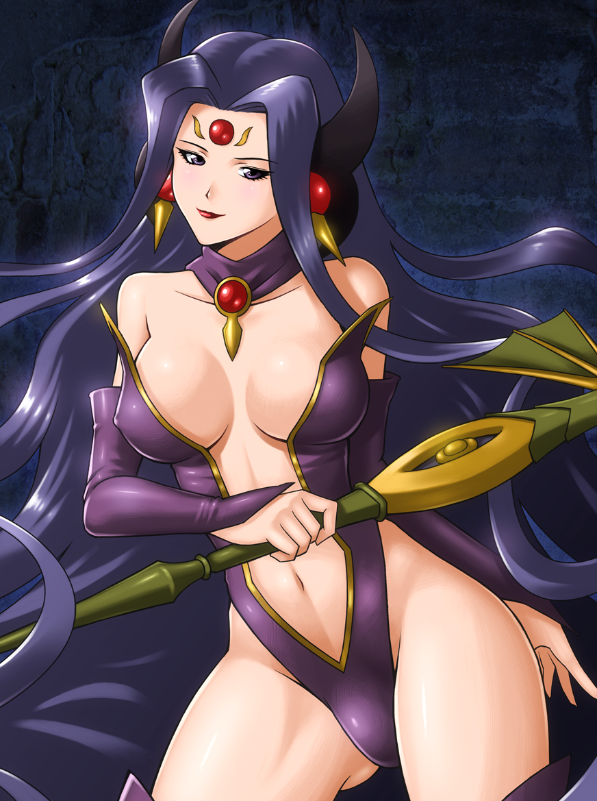 1girl, alcyone_(rayearth), black_hair, blush, breasts, covered_nipples, earrings, fat_mons