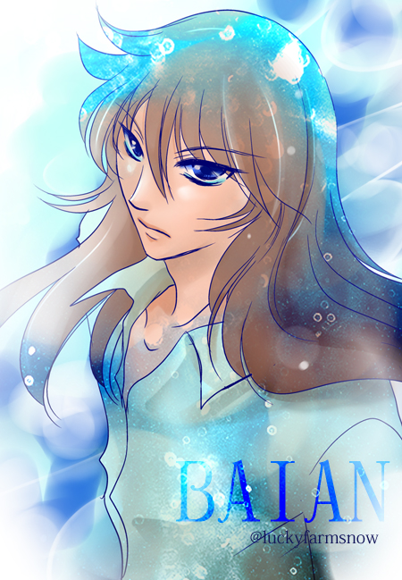 1boy, blue_eyes, brown_hair, hippocampus_baian, long_hair, luckyfarmsnow, saint_seiya, solo