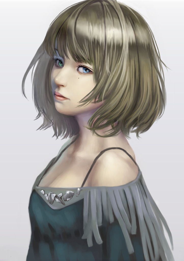 1girl, blue_eyes, brown_hair, green_eyes, hajime_(elan787), heterochromia, idolmaster, idolmaster_cinderella_girls
