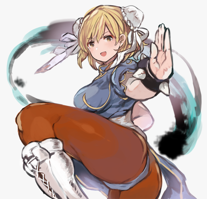 1girl, boots, bracelet, brown_legwear, bun_cover, china_dress, chinese_clothes, chun-li
