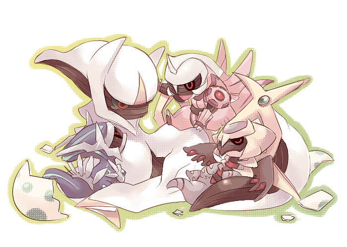 arceus, chibi, dialga, eggshell, giratina, hizuki_(hidu_aki), legendary_pokemon, no_humans