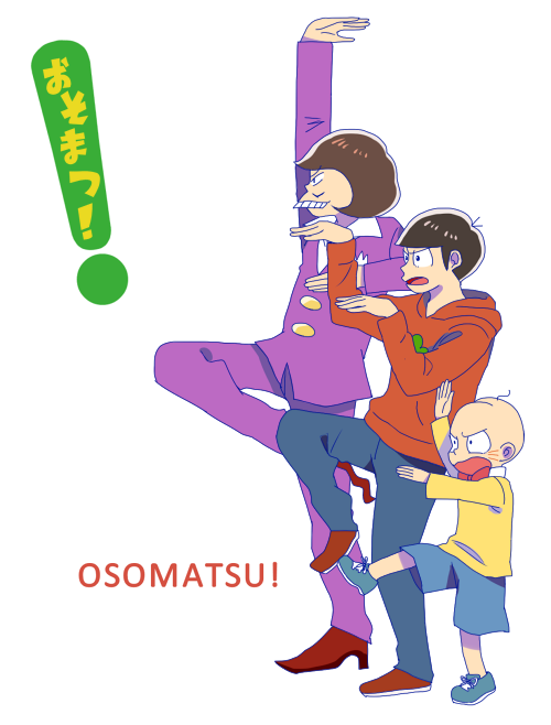 !, 3boys, age_difference, bowtie, brown_hair, buck_teeth, chibita, formal