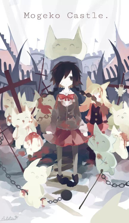 2girls, animal_ears, bangs, black_hair, black_waistcoat, blonde_hair, blood, blue_eyes