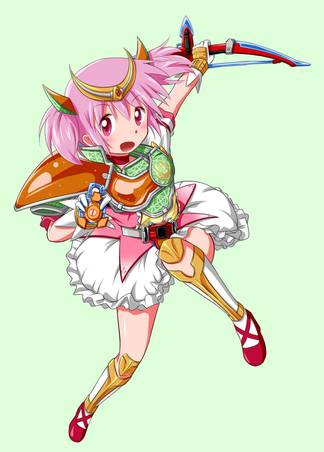 1girl, armor, bow_(weapon), cosplay, crossover, female, genesis_driver, highres