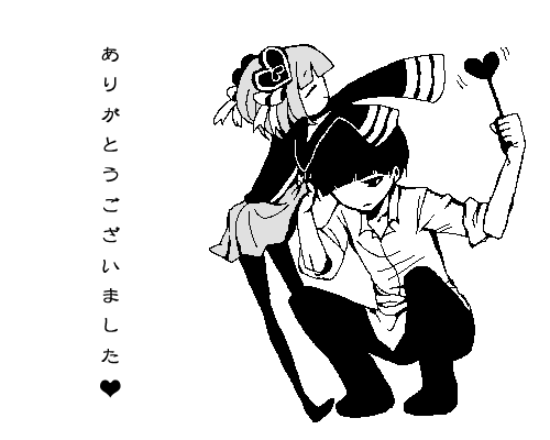 1boy, 1girl, =_=, black_legwear, bowl_cut, bullying, full_body, greyscale