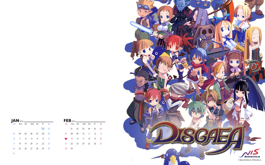 2016, :d, :o, antenna_hair, archer_(disgaea), backpack, bag, bandages