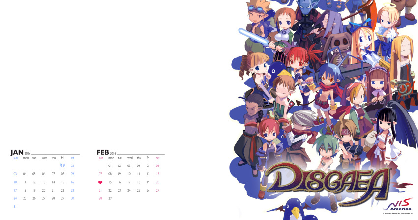 2016, :d, :o, absurdres, antenna_hair, archer_(disgaea), backpack, bag