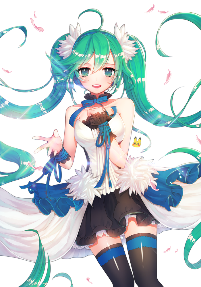 1girl, 7th_dragon_(series), 7th_dragon_2020, aqua_hair, crossover, female, hatsune_miku, long_hair, pikachu, pikatsu, pokemon, solo, twintails, very_long_hair, vocaloid