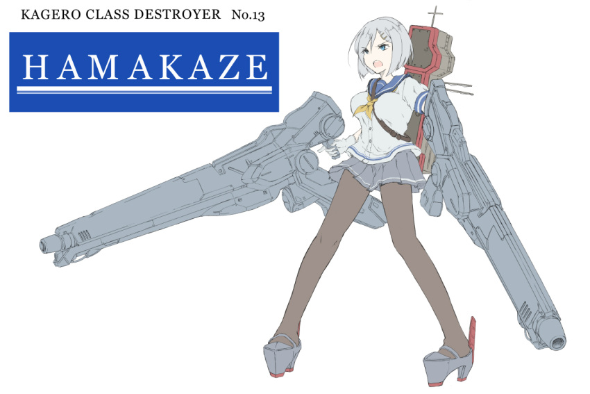1girl, armored_core, blue_eyes, breasts, character_name, gun, hair_ornament, hair_over_one_eye