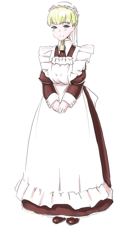 1girl, bell, bell_collar, blonde_hair, blush, collar, maid, original