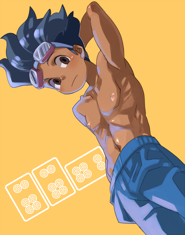1boy, black_hair, brown_eyes, goggles, goggles_on_head, hamano_kaiji, inazuma_eleven_(series), inazuma_eleven_go