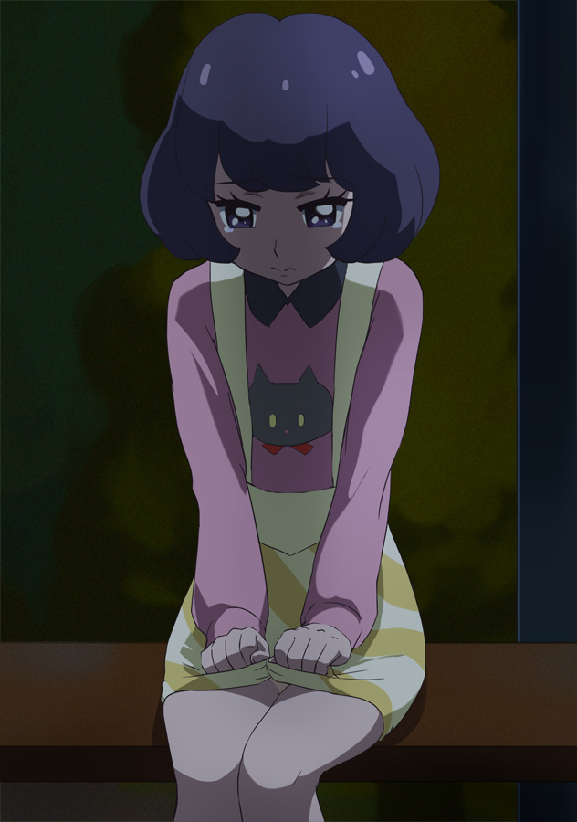 1girl, akeboshi_karin, blue_hair, go!_princess_precure, haruyama_kazunori, panties, precure, sad