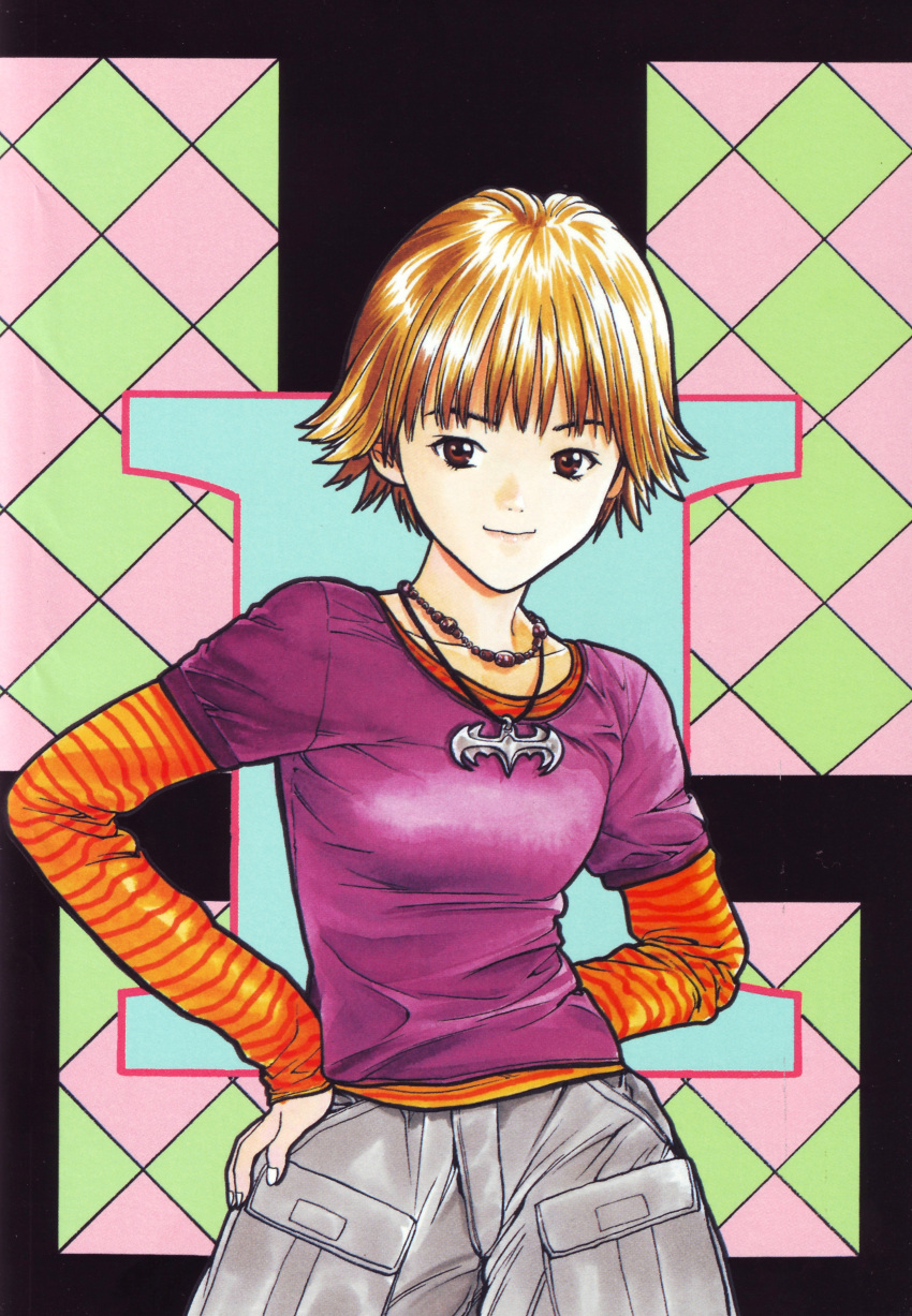 1girl, absurdres, akiba_itsuki, batman_(series), brown_eyes, brown_hair, highres, i"s