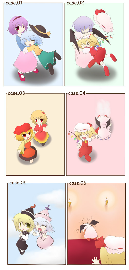 aki_minoriko, aki_shizuha, flandre_scarlet, hug, komeiji_koishi, komeiji_satori, lunasa_prismriver, merlin_prismriver