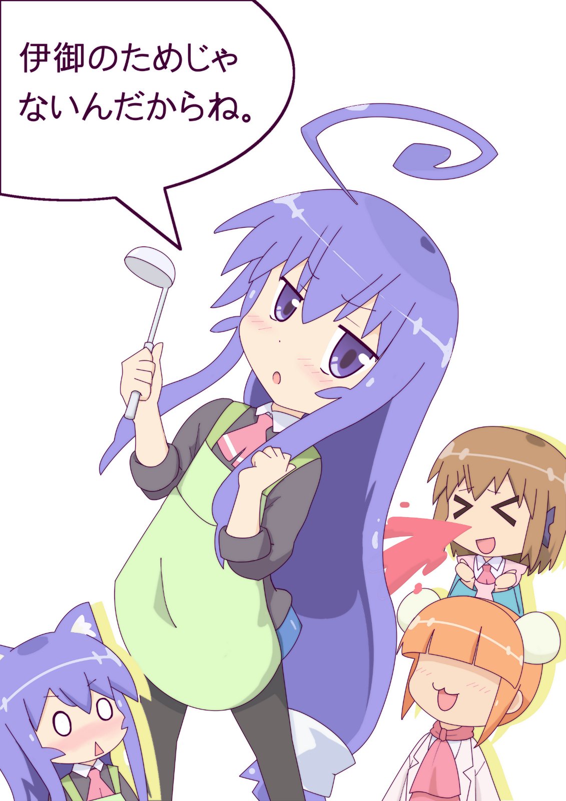 >_<, 3girls, acchi_kocchi, ahoge, blue_eyes, blue_hair, closed_eyes, comic