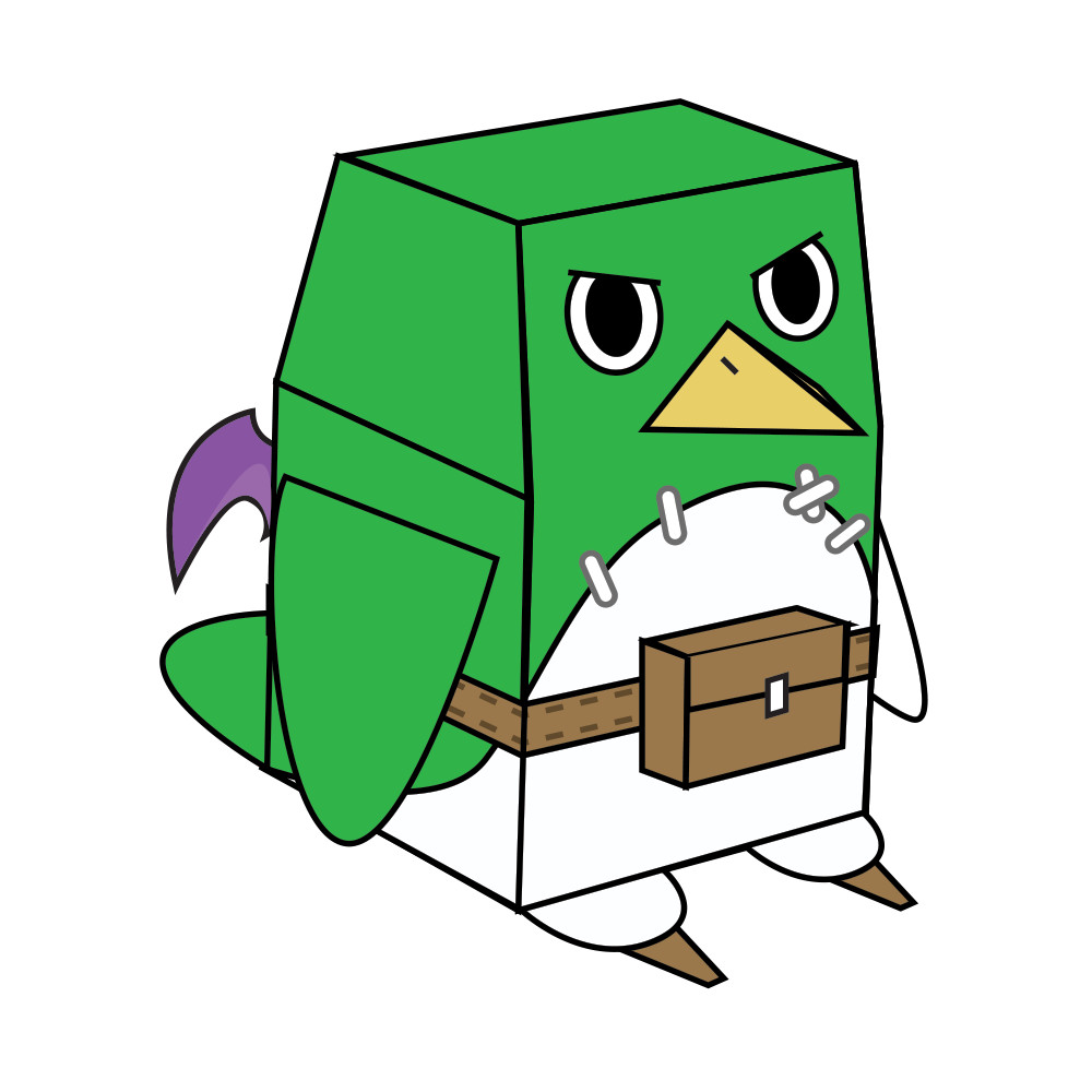 disgaea, kurtis_(disgaea), no_humans, papercraft, prinny, simple_background, sitting, solo