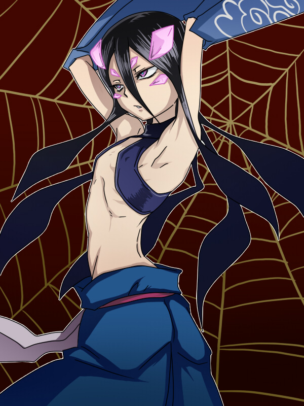 armpits, bad_id, black_hair, eckzahn, flat_chest, kikou_douji_ultimo, long_hair, pink_eyes