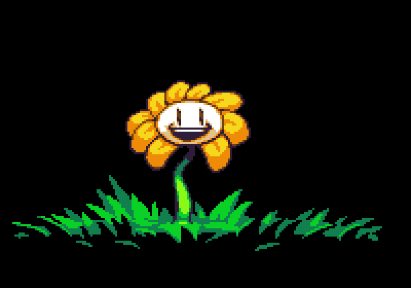 animated, animated_gif, creepy, dancing, flower, flowey_(undertale), glitch, grass, jon_davies, looping_animation, pixel_art, smile, solo, tagme, undertale, utdr_(toby_fox), yellow_flower