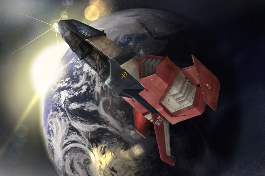 bad_end, chair, cockpit, core_fighter, damaged, defeat, earth, earth_federation