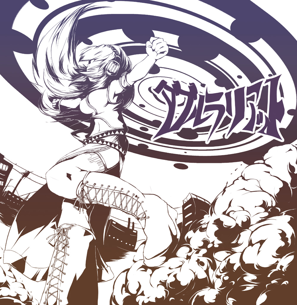 brown, double_lariat_(vocaloid), drias, gradient, headphones, long_hair, megurine_luka, monochrome