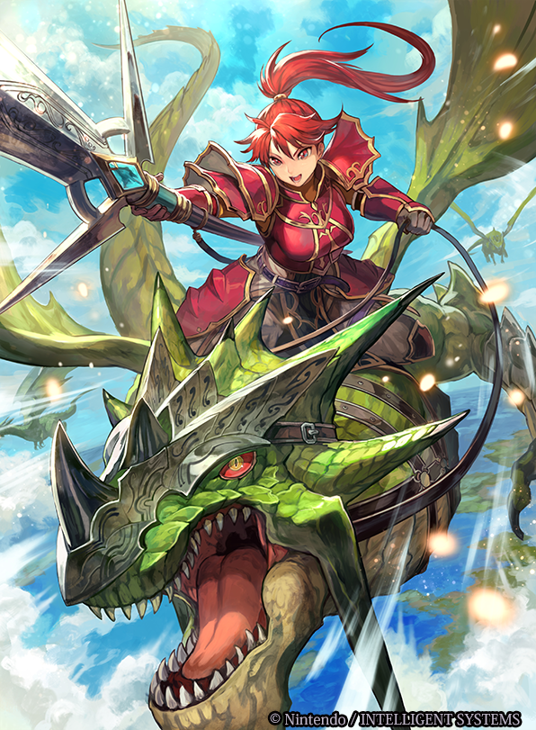1girl, armor, fire_emblem, fire_emblem:_souen_no_kiseki, fire_emblem_cipher, flying, gauntlets, jill_(fire_emblem)
