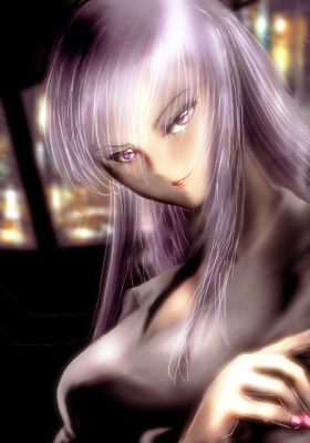 1girl, bangs, breasts, car, car_interior, cleavage, crossed_arms, formal
