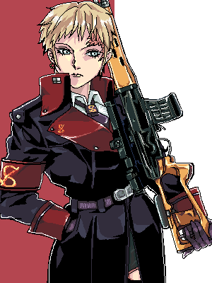gloves, gun, lowres, military, military_uniform, original, punpun, rifle