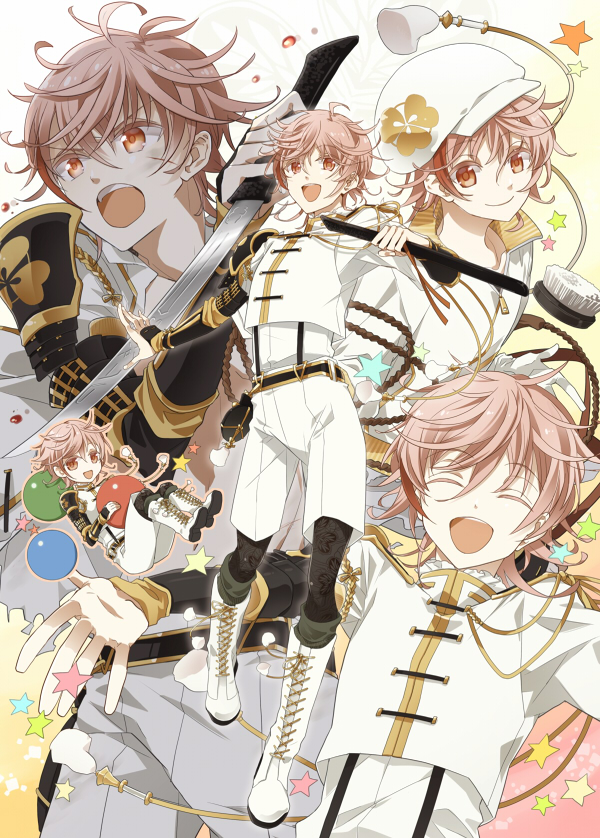 1boy, ^_^, armor, blonde_hair, boots, brush, closed_eyes, cross-laced_footwear