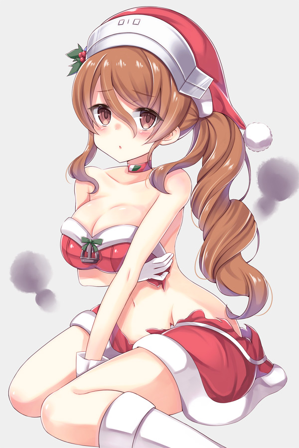 1girl, alternate_costume, bangs, bare_shoulders, between_legs, blush, boots, bow