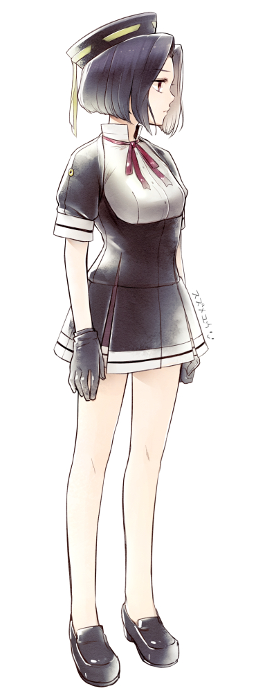 1girl, adapted_costume, artist_name, bare_legs, black_gloves, gloves, kantai_collection, loafers