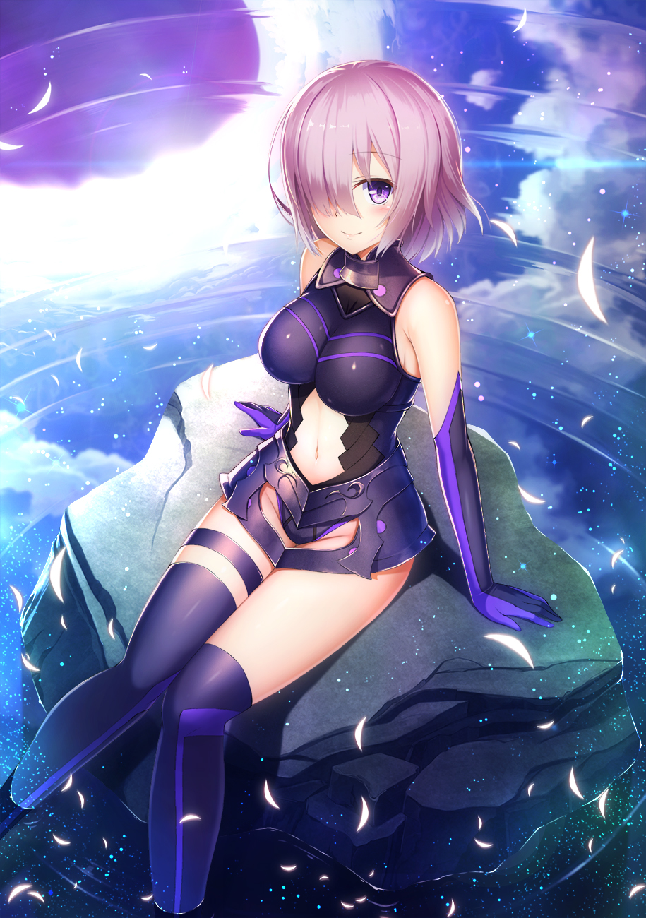 1girl, anklet, armor, bare_shoulders, benitsuki_tsubasa, black_gloves, blush, breasts