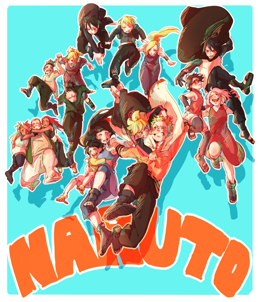absurdres, akimichi_chouchou, akimichi_chouji, black_hair, blonde_hair, brother_and_sister, brown_hair, carrying