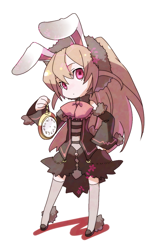 bad_id, brown_hair, bunny_ears, chibi, ira96, long_hair, pink_eyes, pocket_watch