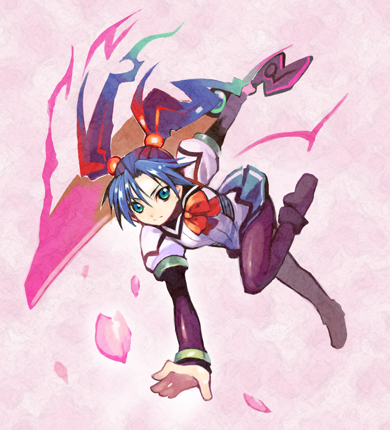blue_hair, kutuna_yui, long_hair, pantyhose, school_uniform, shigehiro_(artist), skirt, twintails