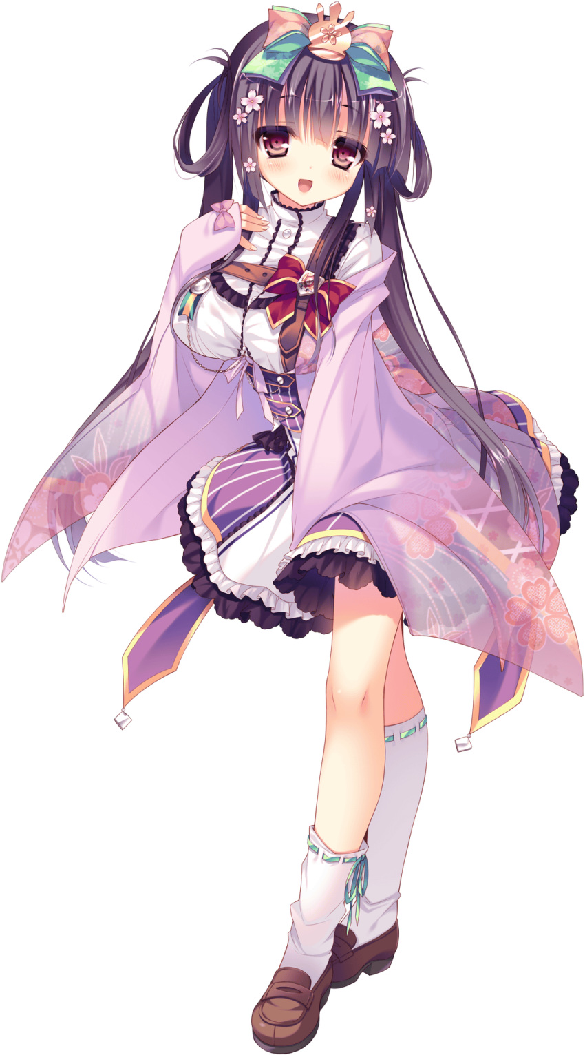 1girl, black_hair, blush, brown_eyes, full_body, hair_ornament, highres, long_hair